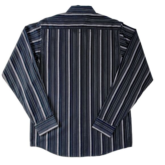 Calvin Klein Slim Fit Men's Long Sleeve Collared Shirt Sz 18 (Black and Gray) - Picture 2 of 9